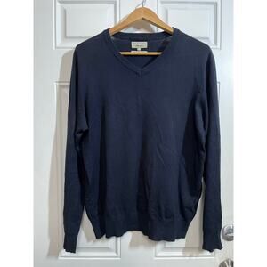 Italian Prep V-Neck Knit Sweater 
Christiano Baldinucci Minimal Navy Pullover L